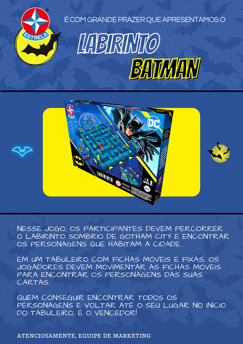 Jogo de Tabuleiro - Labirinto - DC - Batman - 2 a 4 Jogadores - Estrela